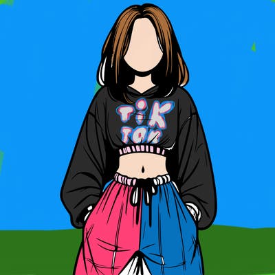 realistic girl faceless with baggy pants and a crop top