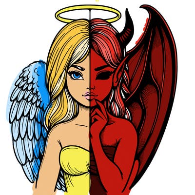 realistic angel half demon