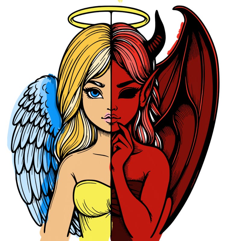 realistic angel half demon