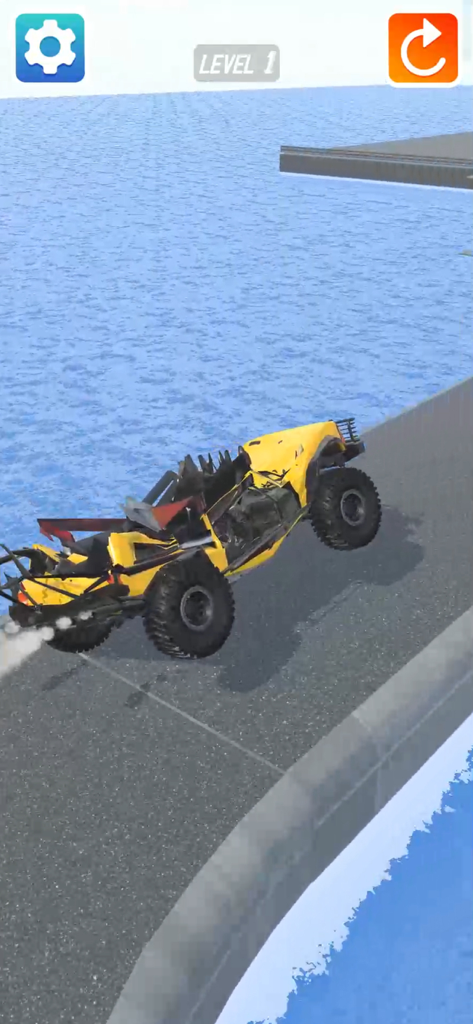 Crash Master 3D - a yellow monster truck jumping in crash master 3d
