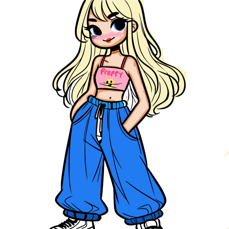 girl in crop top and baggy pants
