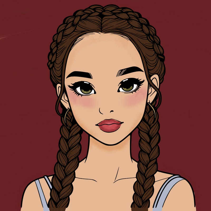 realistic girl with braids