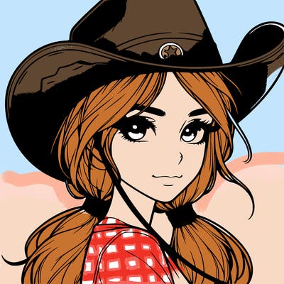realistic girl with cowboy hat