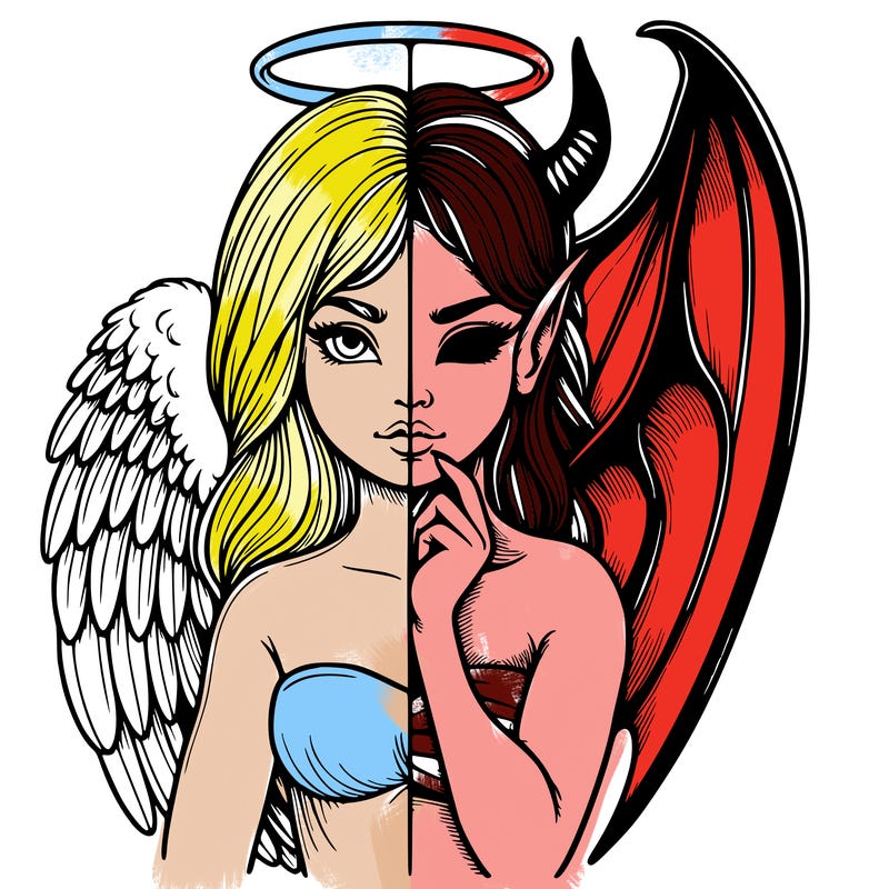 realistic angel half demon