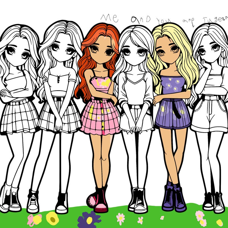 a group of girls realistic