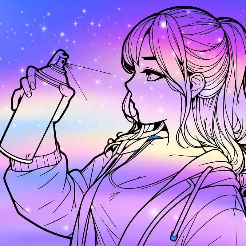a realistic girl spray, painting
