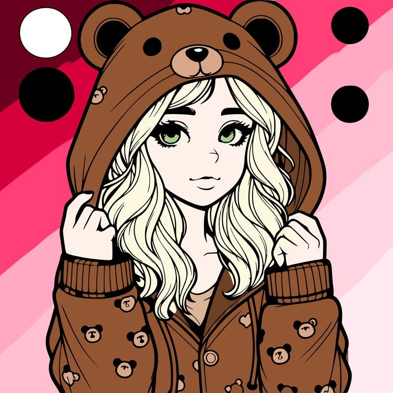 realistic girl in a animal pjs hoodie