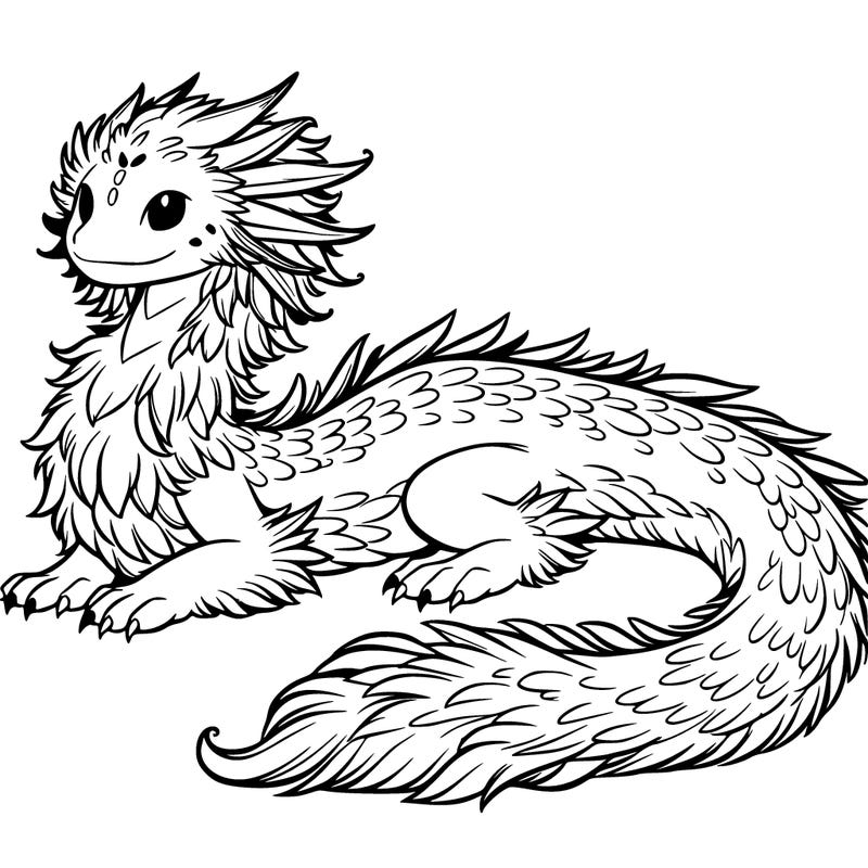 long fluffy water dragon