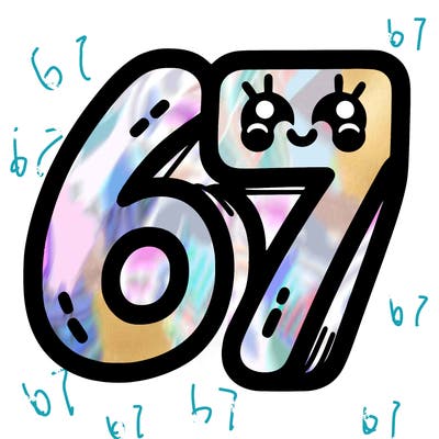 the numbers 67