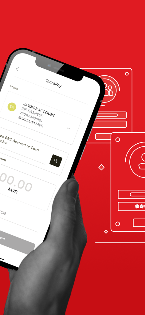 BML Mobile Banking - BML Mobile Banking app Quick Pay feature displayed on a smartphone screen