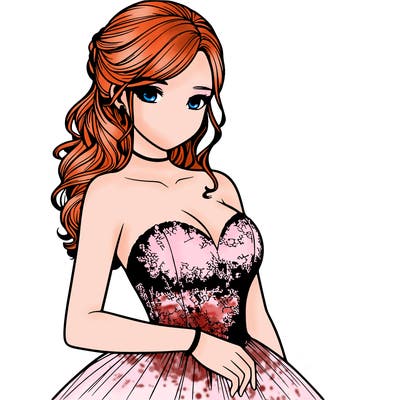 realistic girl in prom dress