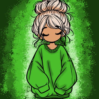 girl with baggy sweatshirt and messy bun