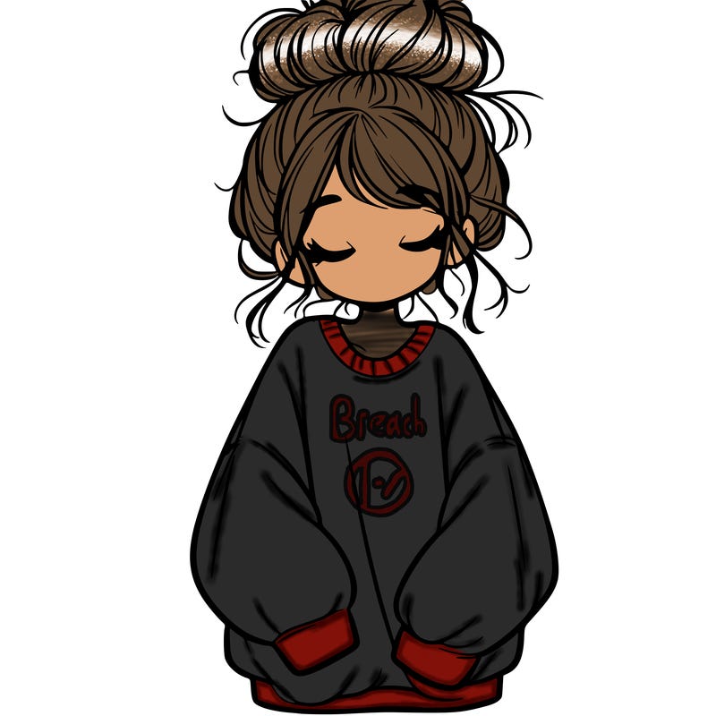 girl with baggy sweatshirt and messy bun