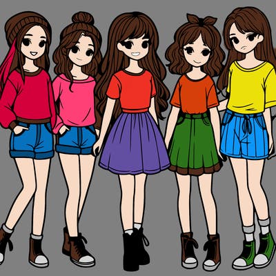 a group of five girls