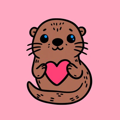 otter with a heart