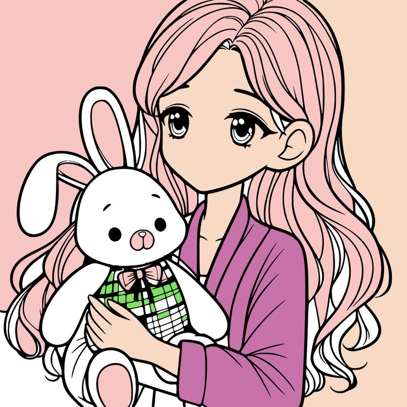 woman holding stuffed bunny