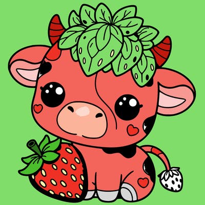 cute strawberry cow