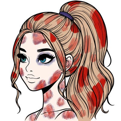 realistic girl with a high ponytail