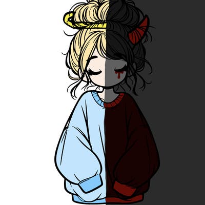 girl with baggy sweatshirt and messy bun