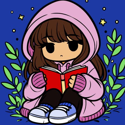 girl in oversized hoodie reading a book