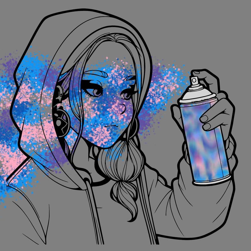 a realistic girl, spray painting