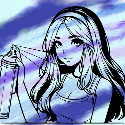 a realistic girl spray, painting