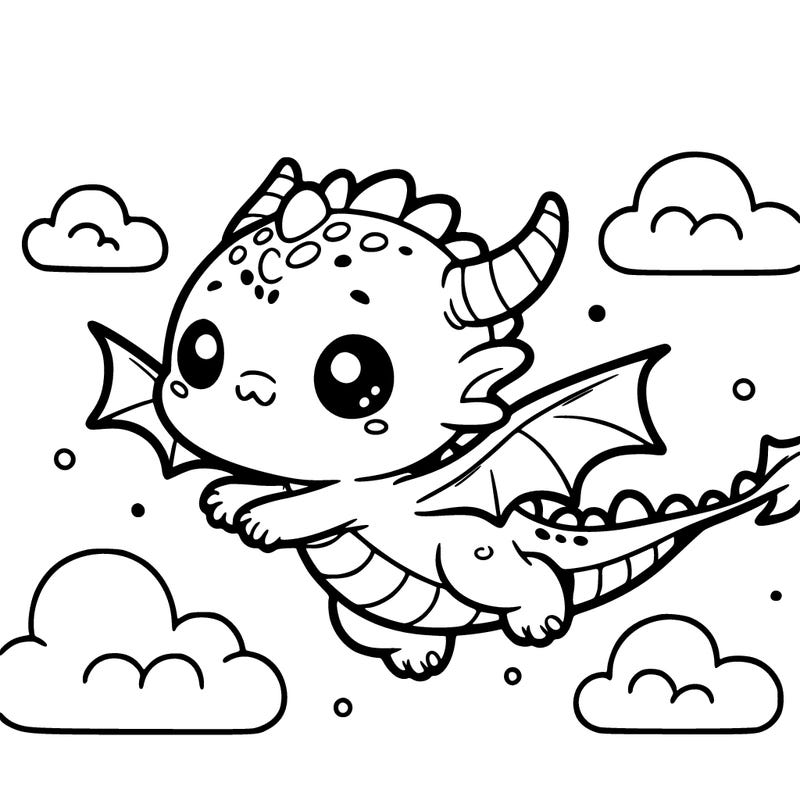 a cute little dragon flying around