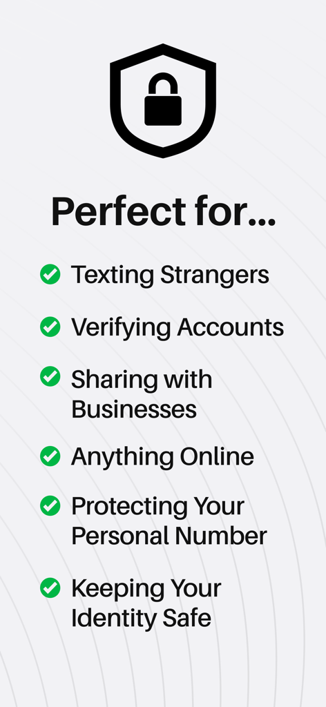 Sideline - Private 2nd Line - A checklist of privacy features for the Sideline app including identity safety and personal number protection