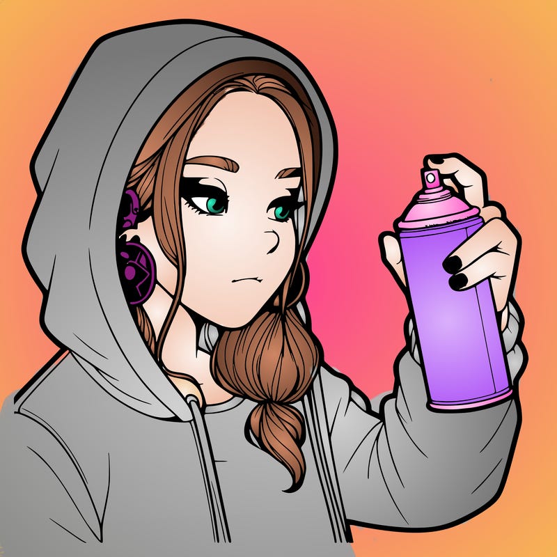 a realistic girl, spray painting