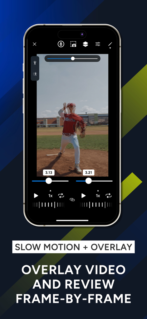 UView: AI Sports Video Coach - UView app video overlay feature for frame-by-frame sports analysis on a baseball pitcher