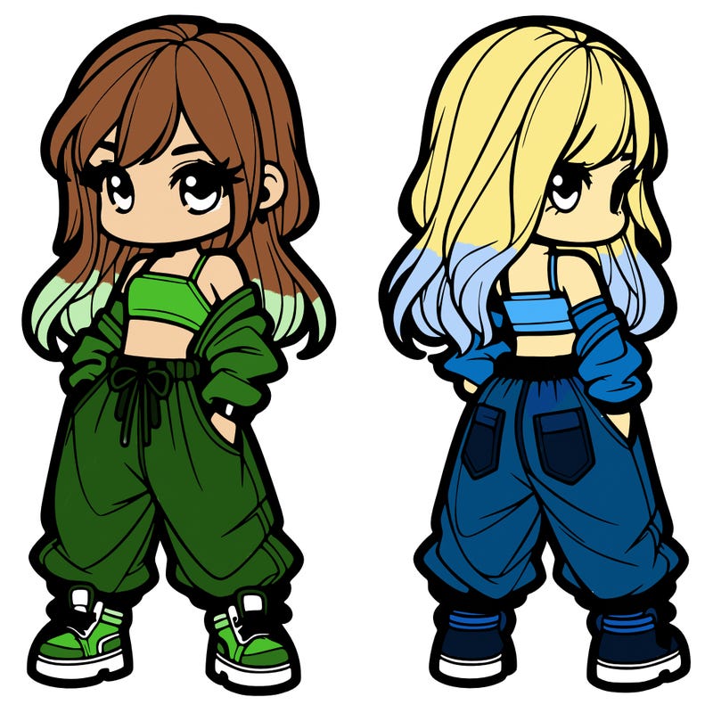 girl in crop top and baggy pants