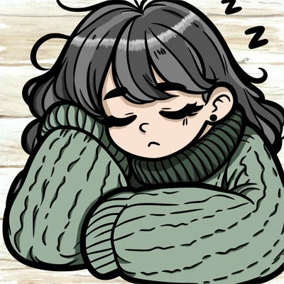 a sleepy teen girl in a big sweater