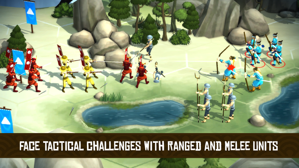 Tactical hex based battle in Total War Battles SHOGUN featuring ranged and melee units