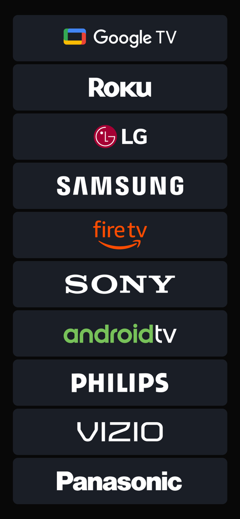 List of supported smart TV and streaming device brands
