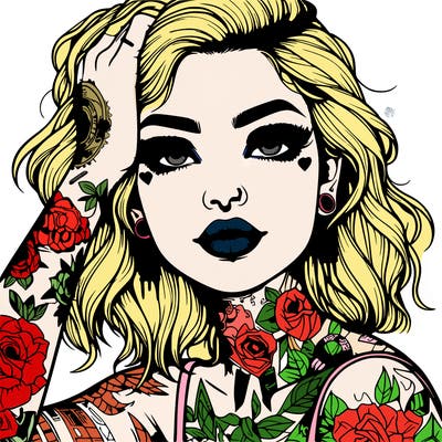 realistic girl with tattoos all over