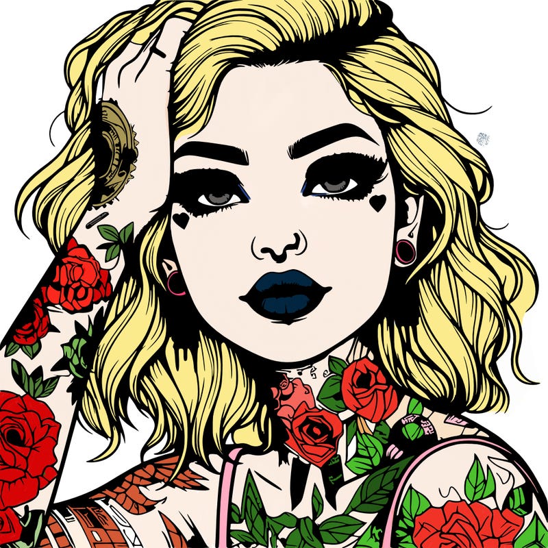 realistic girl with tattoos all over