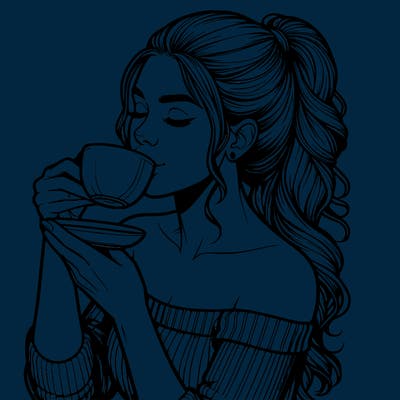 realistic woman drinking tea