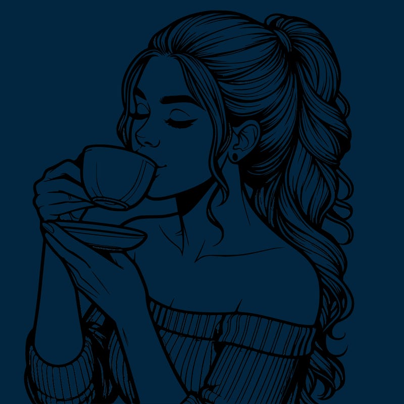 realistic woman drinking tea