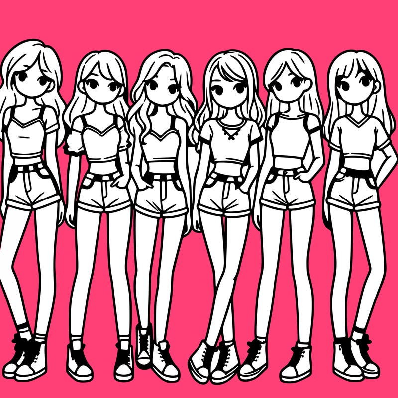 a group of girls wearing crop tops and shorts