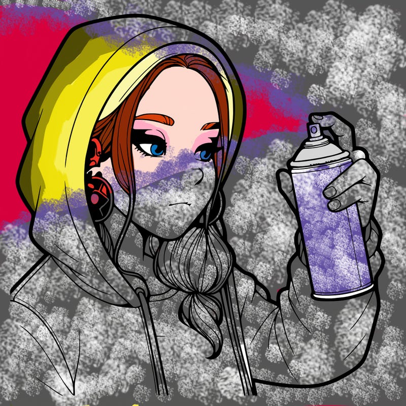 a realistic girl, spray painting
