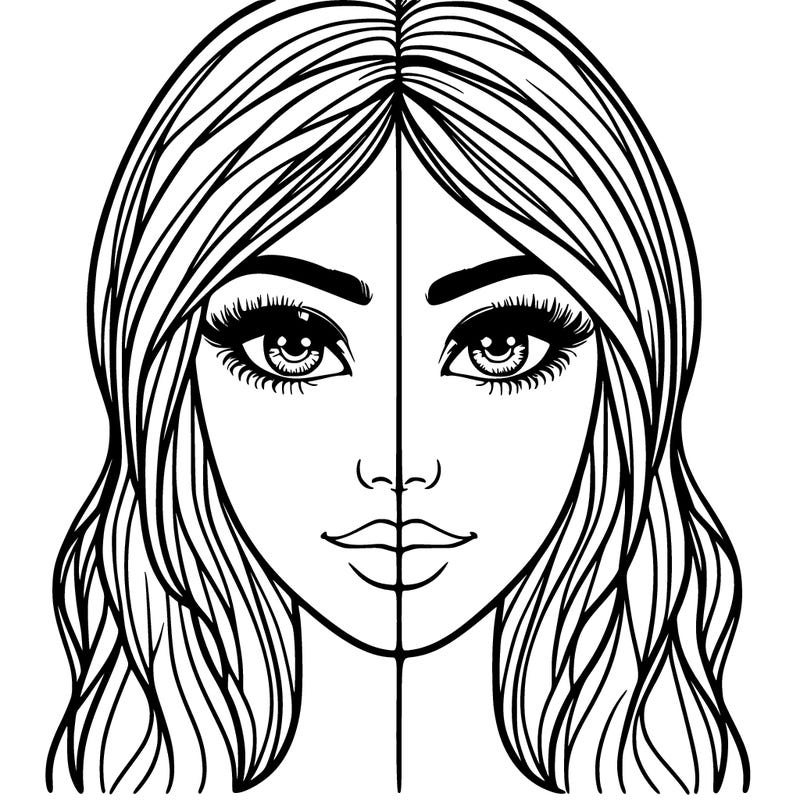 beautiful woman split face