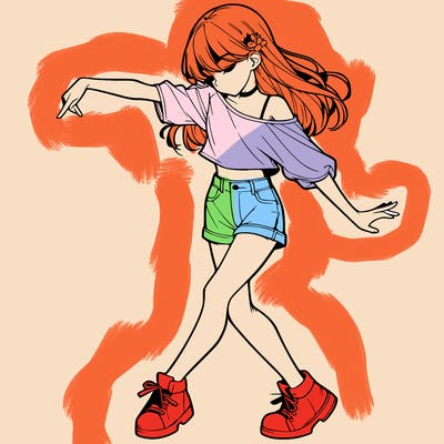 realistic girl danceing