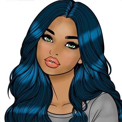 realistic girl with hair on her hair and lips
