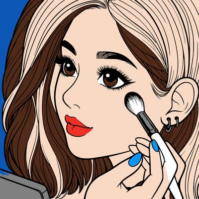 a realistic girl doing her makeup