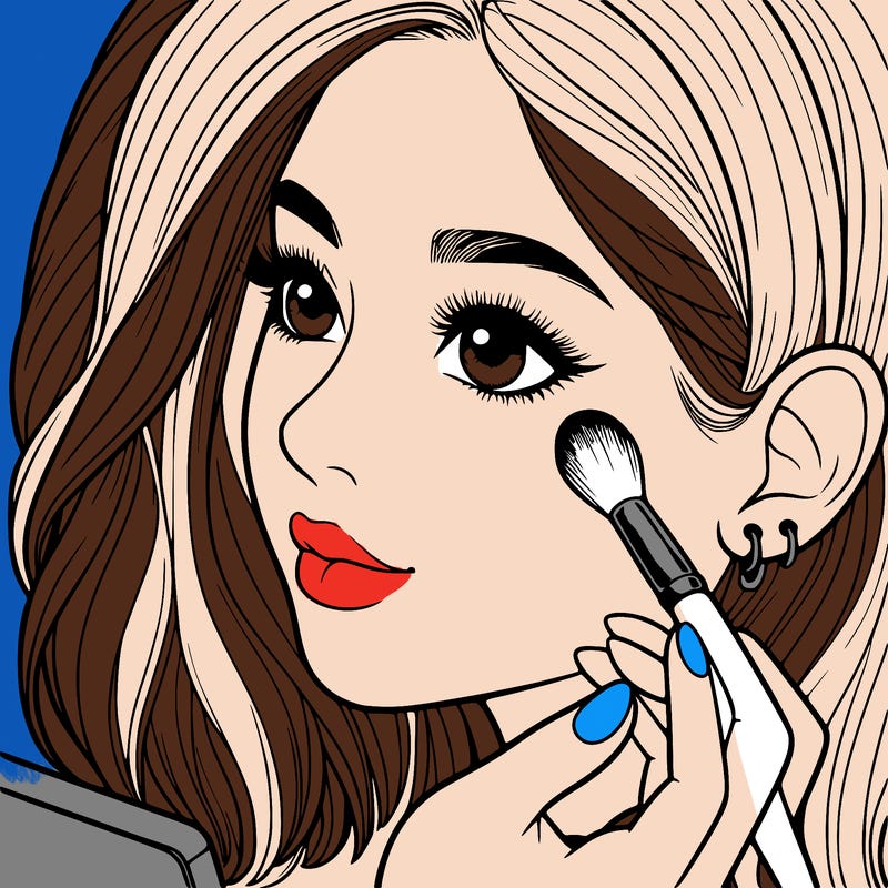 a realistic girl doing her makeup