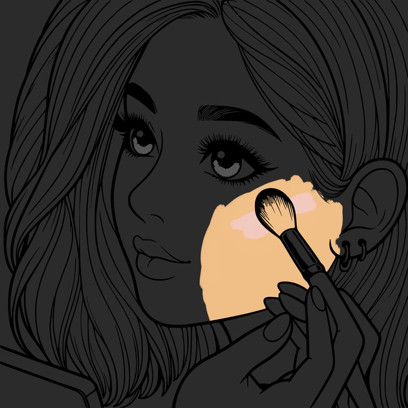 a realistic girl doing her makeup