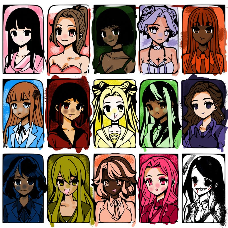 girls that look diffrent anime