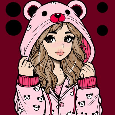 realistic girl in a animal pjs hoodie