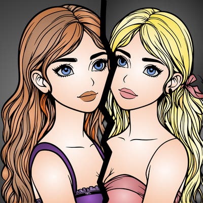 split realistic girl