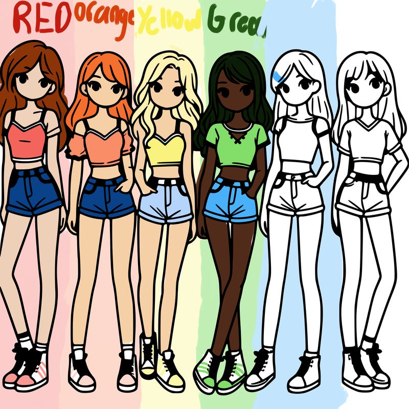 a group of girls wearing crop tops and shorts